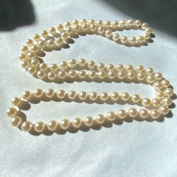 Faux pearls beaded strand necklace pearl ivory cream lightweight coquette - Picture 1 of 4